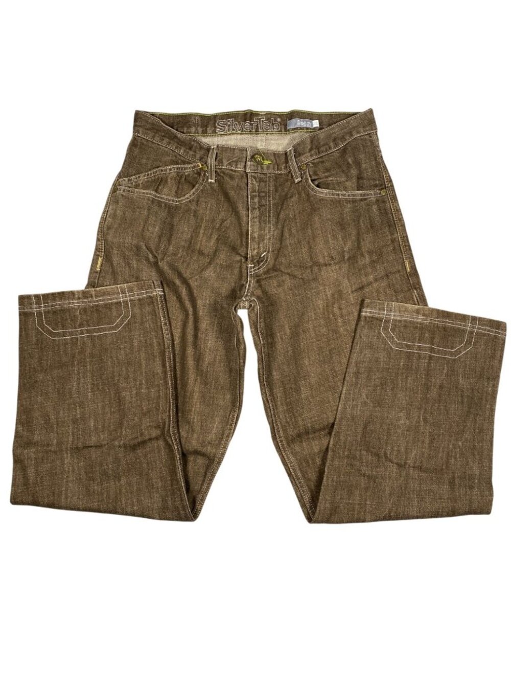 Levis Silvertab Baggy Fit Jeans Mens W32 L32 Brown Denim 100% Cotton Vintage Y2K